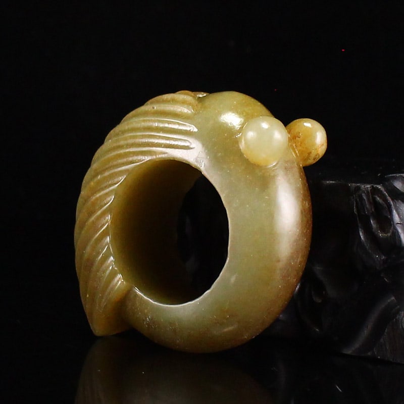 Inside Diameter 24mm Hetian Jade Thumb Ring Cicada - 3