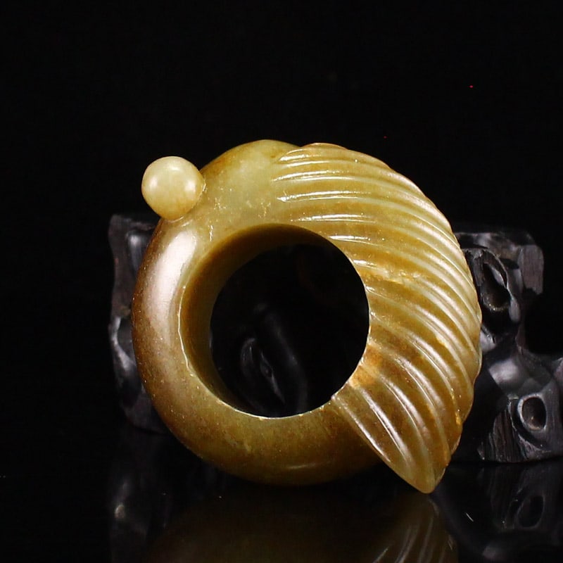 Inside Diameter 24mm Hetian Jade Thumb Ring Cicada - 4