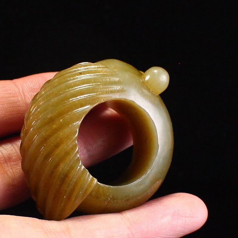 Inside Diameter 24mm Hetian Jade Thumb Ring Cicada - 6