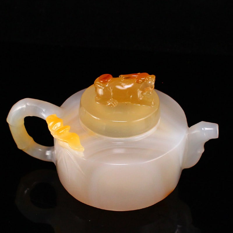 Agate Hand-Carved Small Teapot - 2