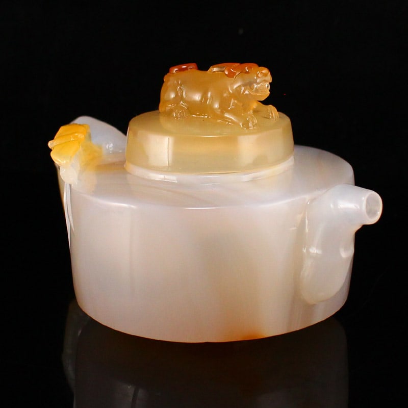 Agate Hand-Carved Small Teapot - 3
