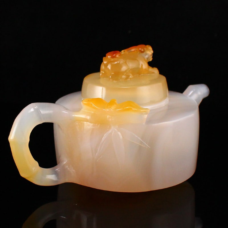 Agate Hand-Carved Small Teapot - 4