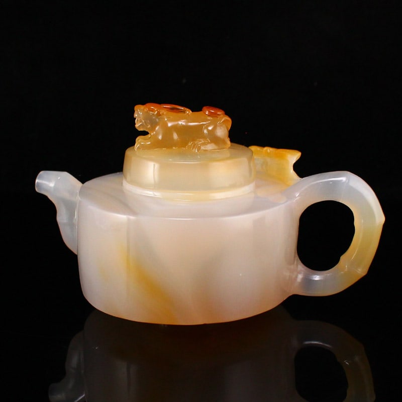 Agate Hand-Carved Small Teapot - 5