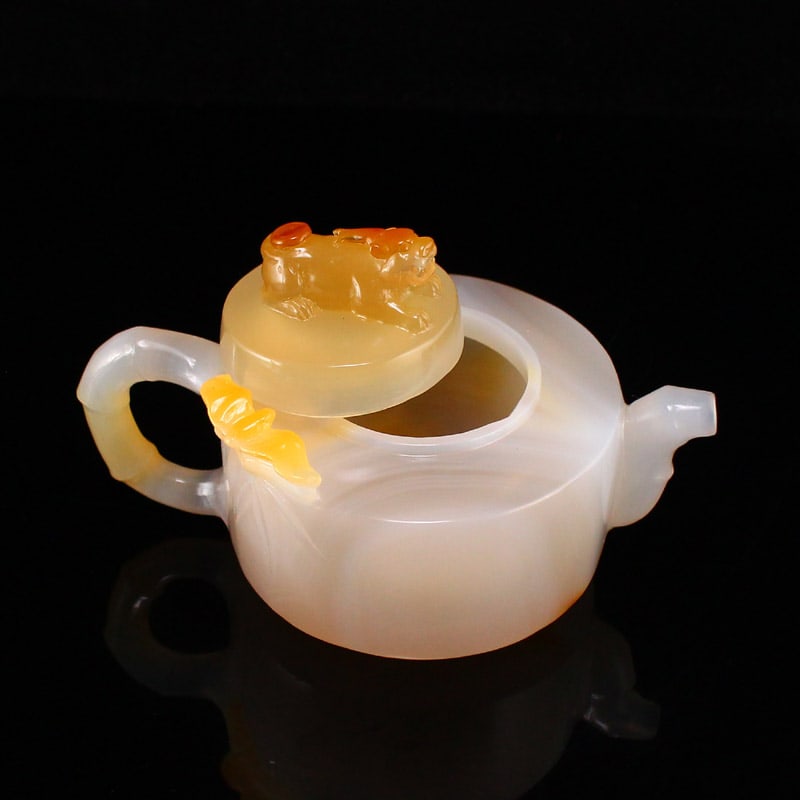Agate Hand-Carved Small Teapot - 6