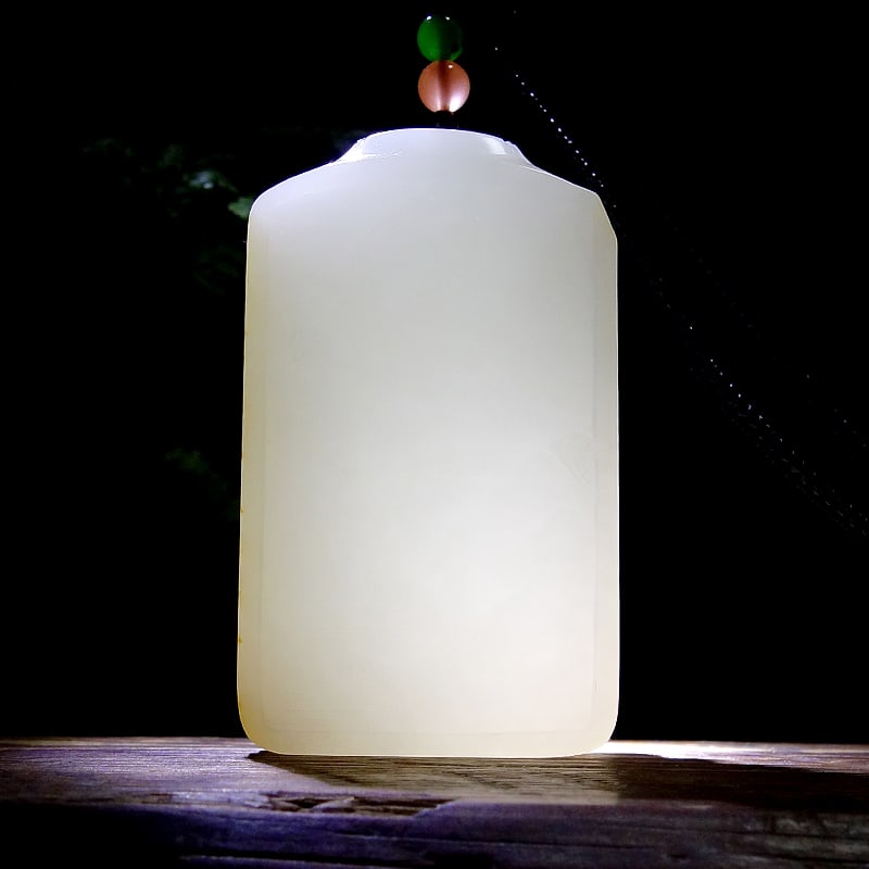 White Hetian Jade Hand-Carved Mountain River Scene Pendant with Certificate - 6