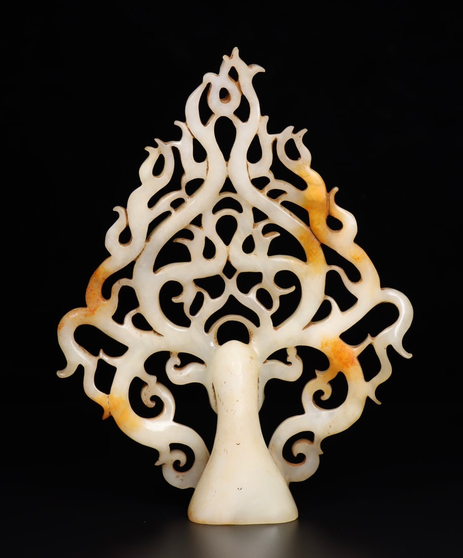 Openwork Hetian Jade Statue - Deer Head - 3