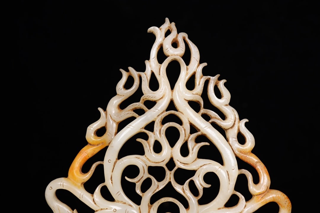 Openwork Hetian Jade Statue - Deer Head - 6