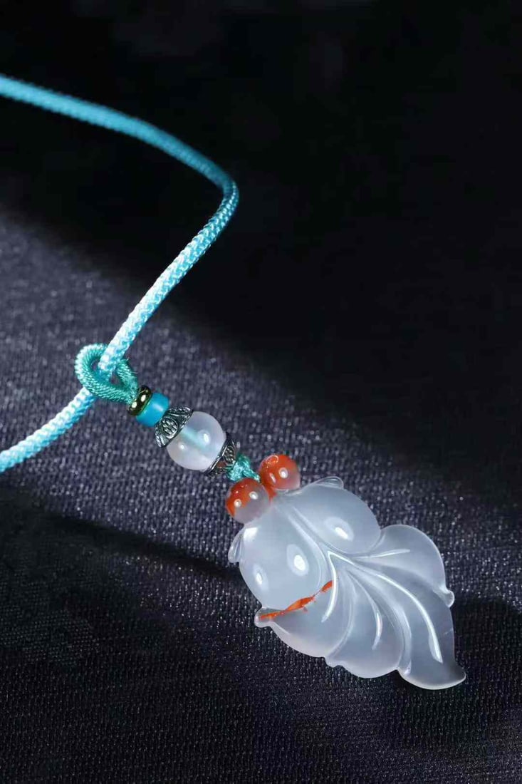 Nanhong Agate Hand-Carved Goldfish Pendant with Certificate (1 of 6)