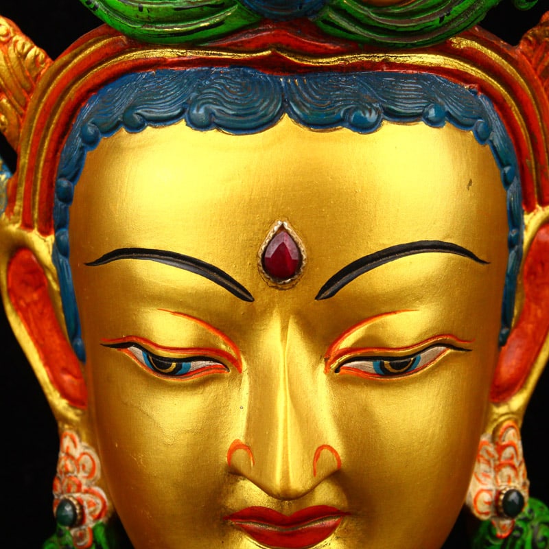 Hand Drawn Bronze Buddha Head Statue - 3