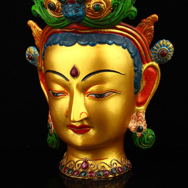 Hand Drawn Bronze Buddha Head Statue - 8