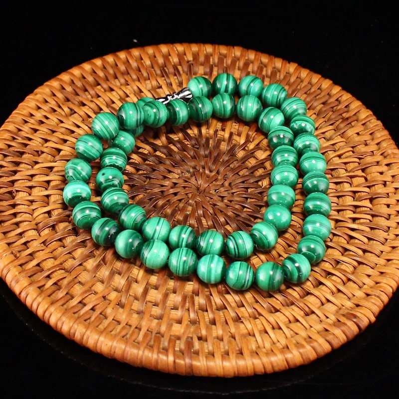 8mm Natural Malachite Beads Necklace (1 of 5)