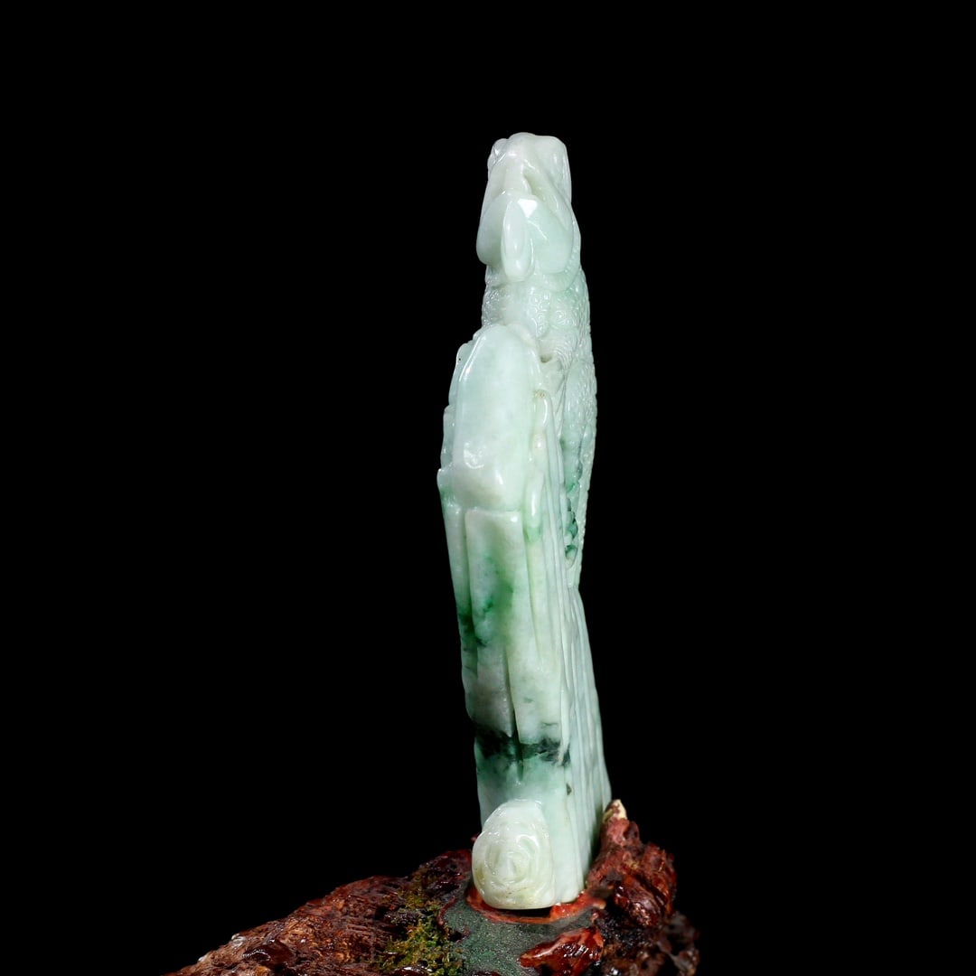 Jadeite Hand-Carved Statue - Lizard - 8