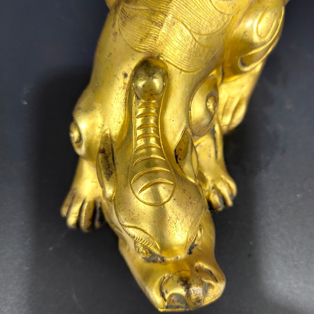 Gilt Gold Bronze Beast Statue - 5
