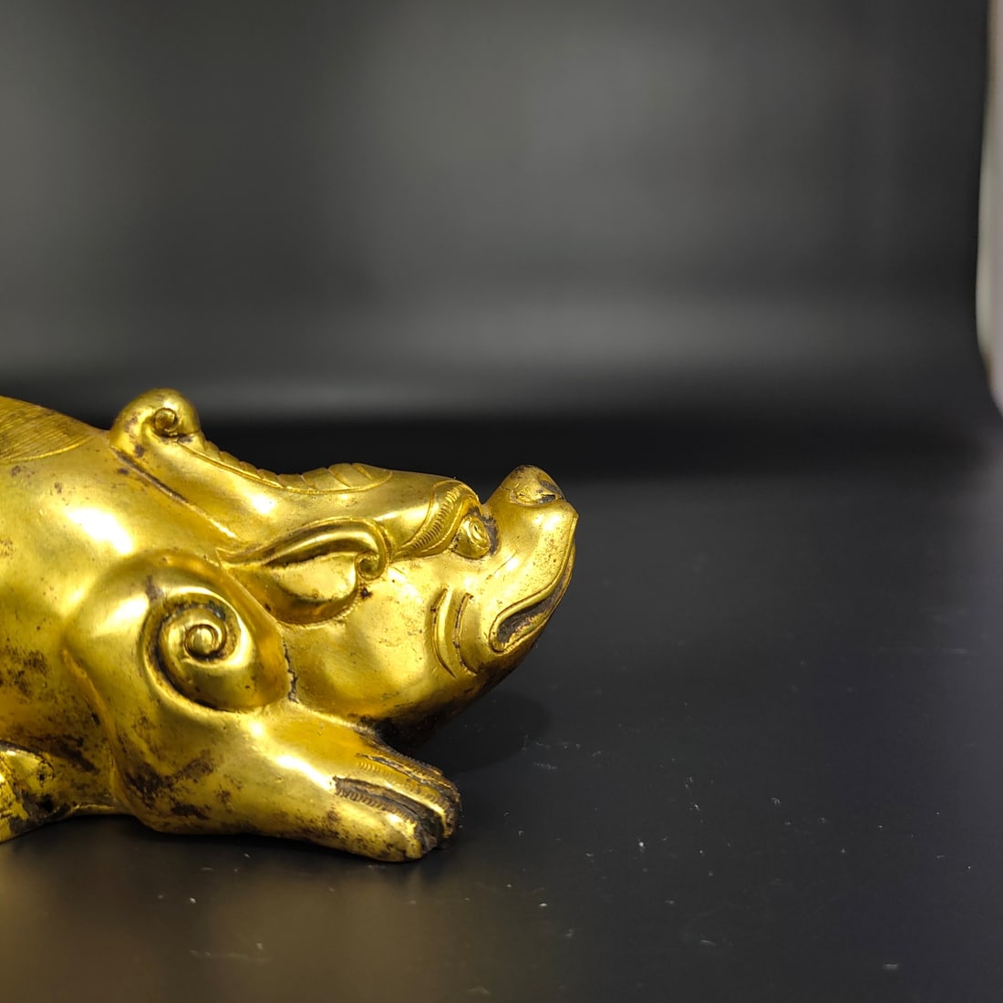 Gilt Gold Bronze Beast Statue - 7