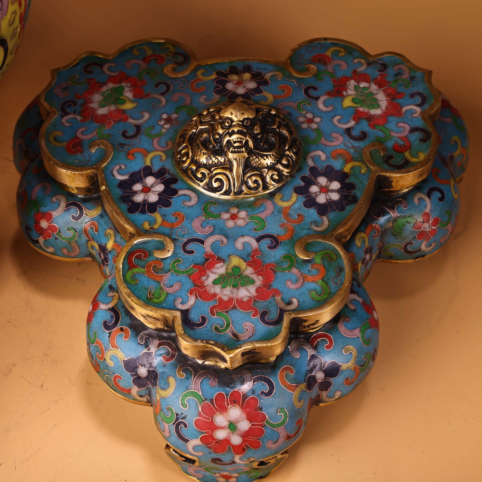 Gilt Gold Bronze Cloisonne Incense Burner Lion - 6