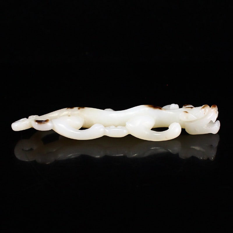 Hetian Jade Pendant - Chi Dragon: Title: Hetian Jade Pendant - Chi Dragon Origin: Chinese Date/Period: After2000 Materials: Hetian Jade Dimensions: 105x30x12(mm) 4.13x1.18x0.47(inches) Weight 0.08 lbs/36.38g Reserve: $199.00 