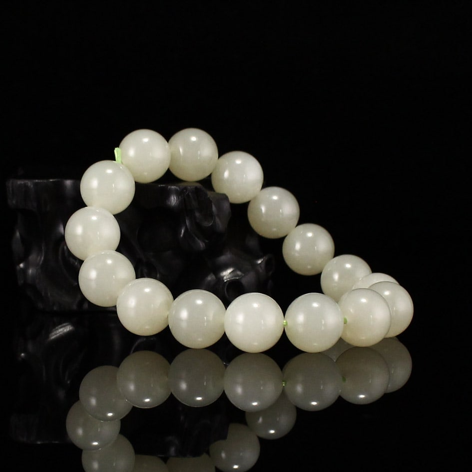12mm Hetian Jade Beads Bracelet (1 of 8)