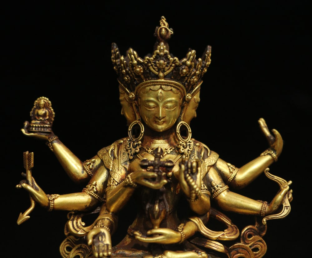 Gilt Gold Copper Statue - Buddha - 3