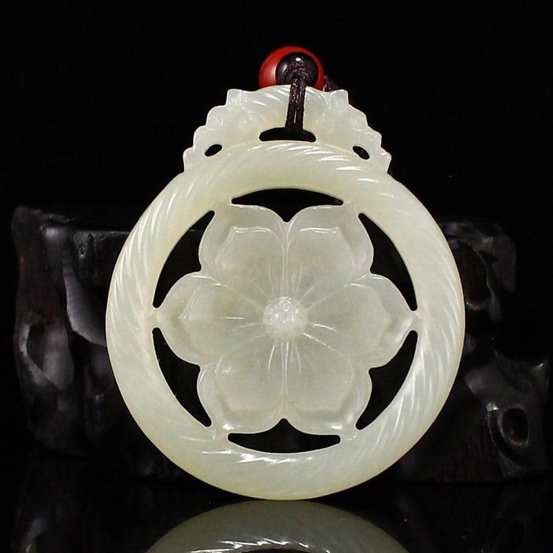 Hetian Jade Pendant - Flower - 4