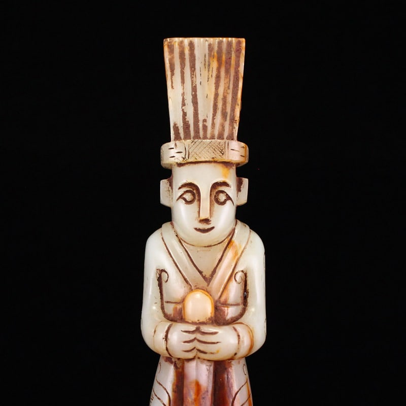 Hetian Jade Hand-Carved Figure Statue Old - 2