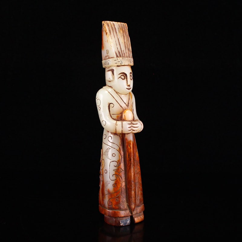 Hetian Jade Hand-Carved Figure Statue Old - 3