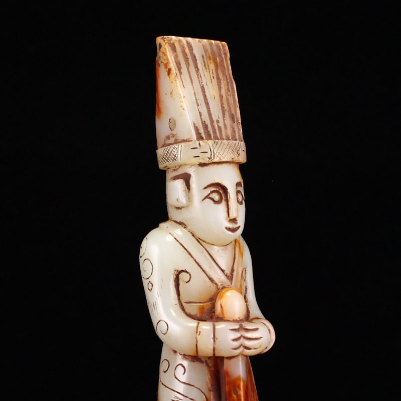 Hetian Jade Hand-Carved Figure Statue Old - 4