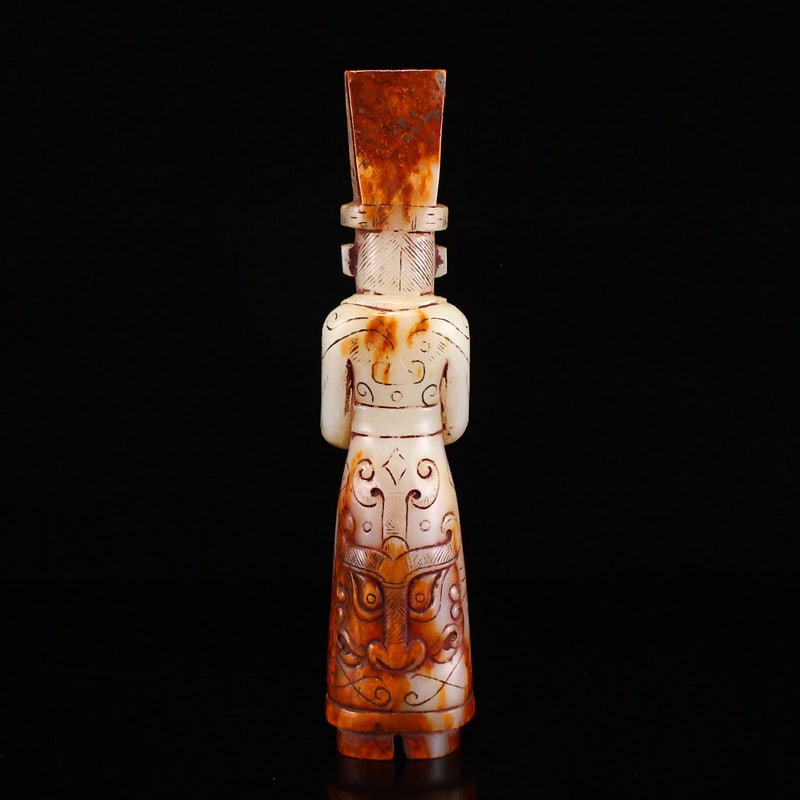 Hetian Jade Hand-Carved Figure Statue Old - 6