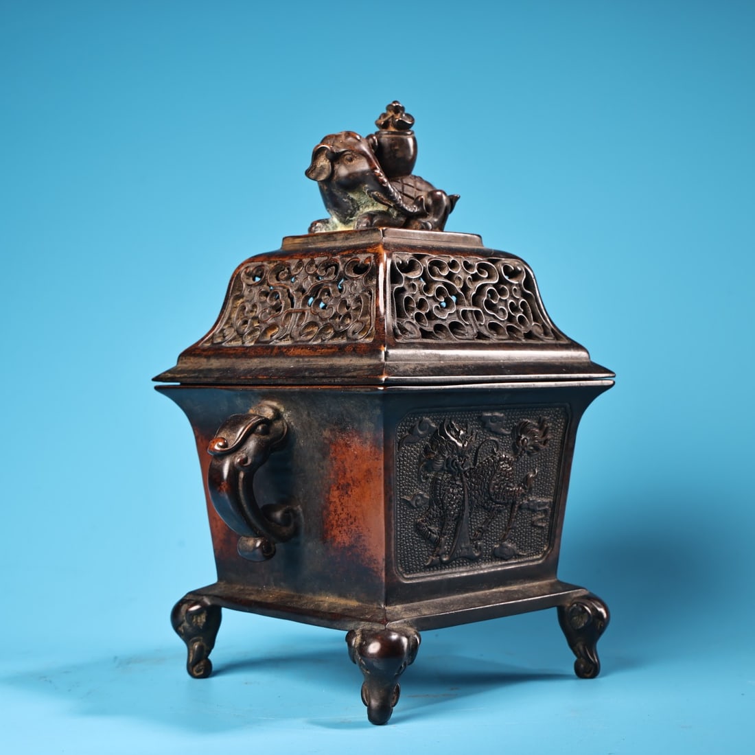 Red Copper Incense Burner Dragon,Elephant,Kylin - 10