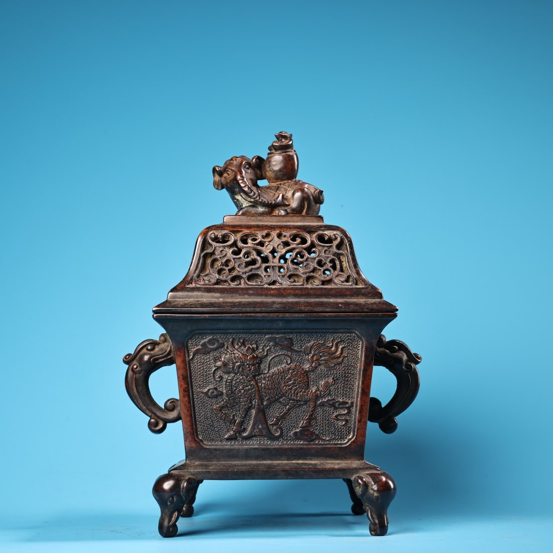 Red Copper Incense Burner Dragon,Elephant,Kylin (1 of 12)