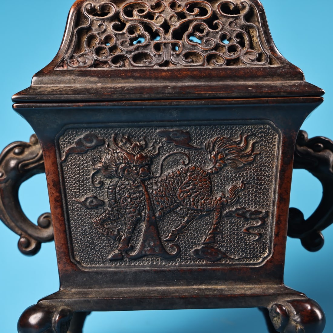 Red Copper Incense Burner Dragon,Elephant,Kylin - 9