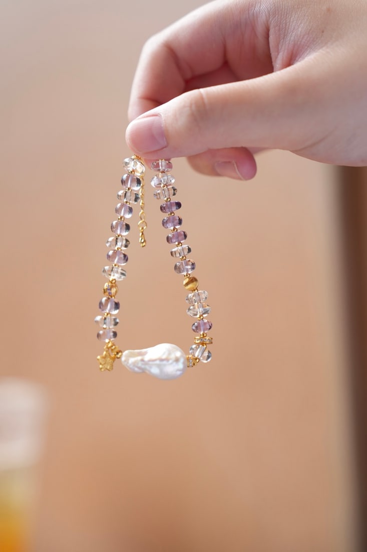 Amethyst,Pearl,Silver Hand Chain - 5