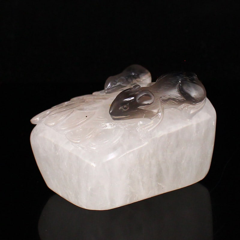 Agate Statue Fortune Mouse with Certificate - 5