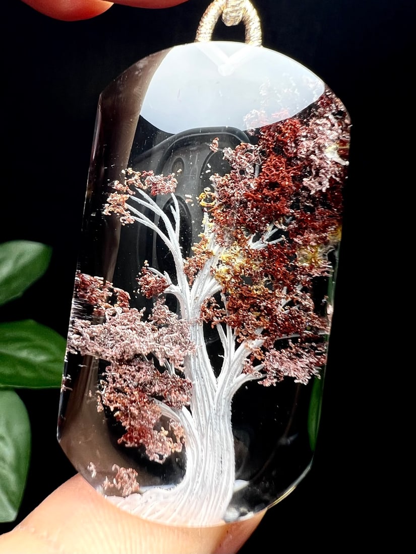 Natural Red Crystal Pendant - Tree - 2