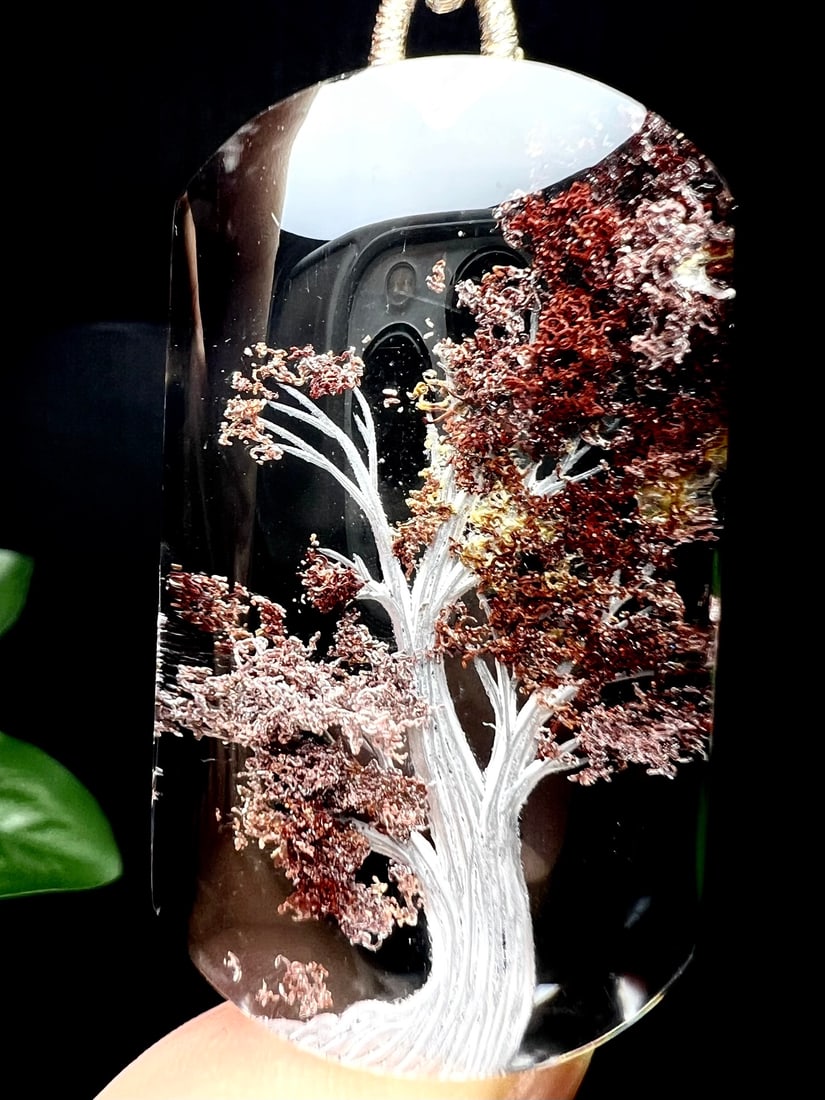 Natural Red Crystal Pendant - Tree - 4