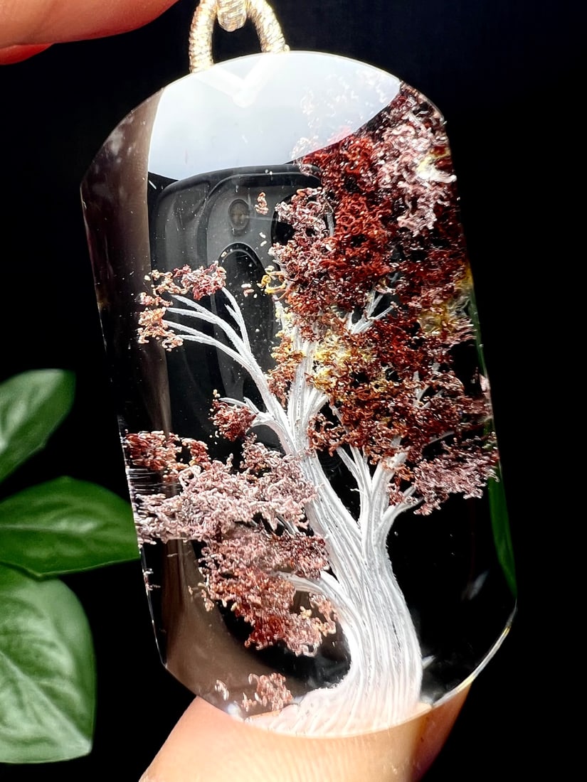 Natural Red Crystal Pendant - Tree - 6