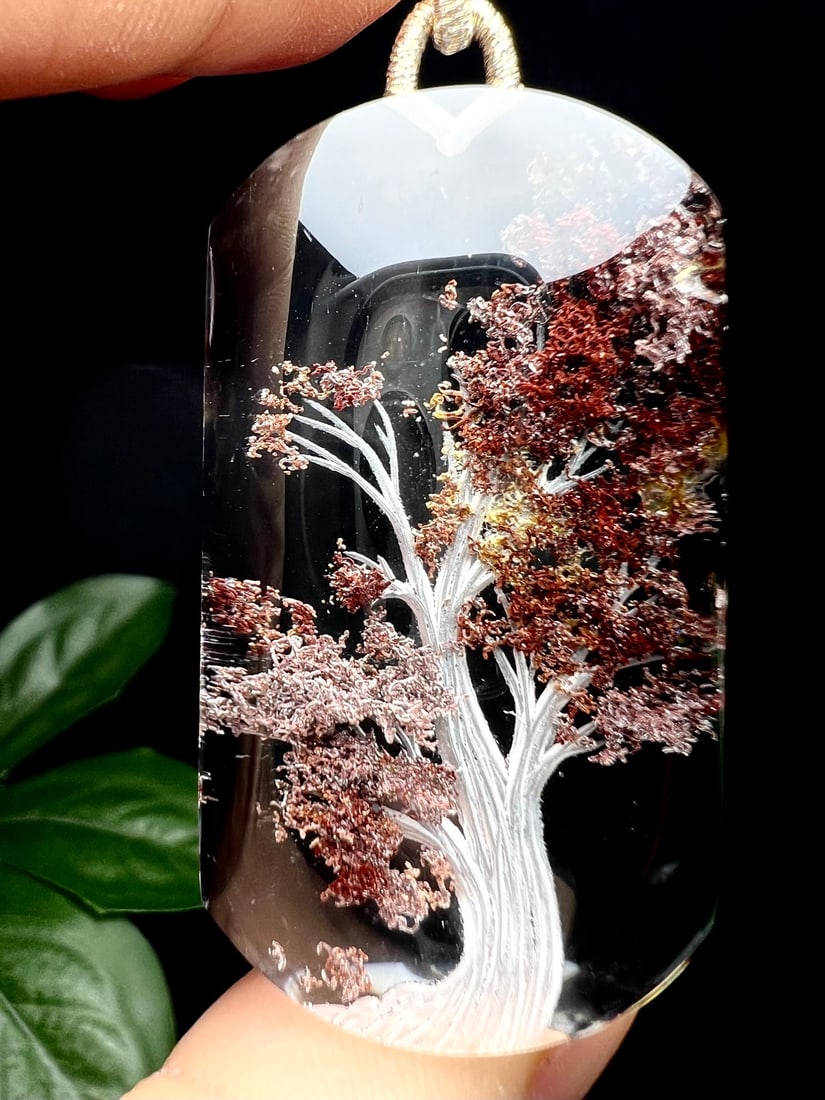 Natural Red Crystal Pendant - Tree - 8