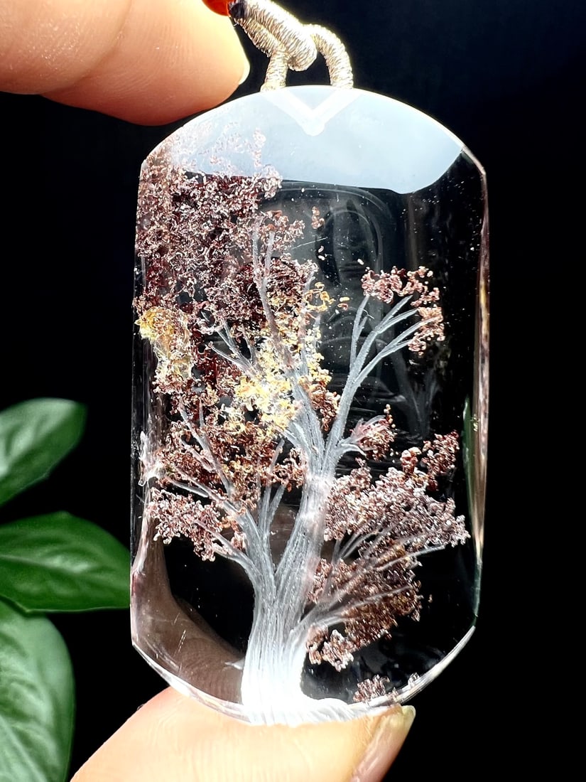 Natural Red Crystal Pendant - Tree - 9