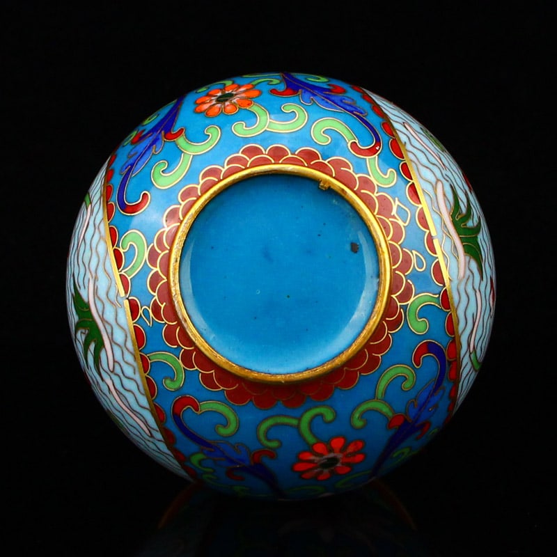 Bronze Cloisonne Pot Mandarin duck,Willow,Flower - 6