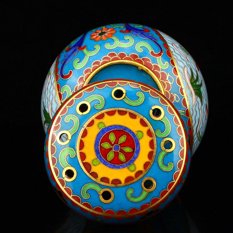 Bronze Cloisonne Pot Mandarin duck,Willow,Flower - 7