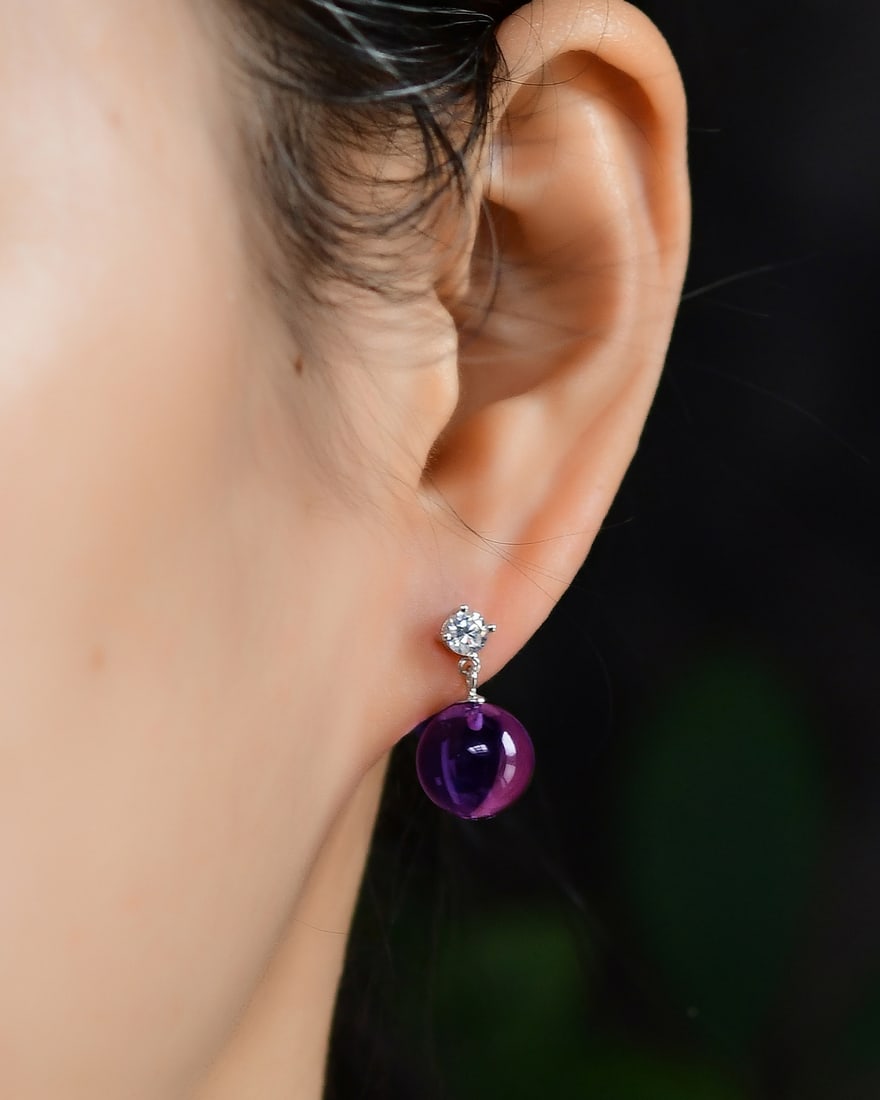 A Pair Silver Amethyst Earrings - 6