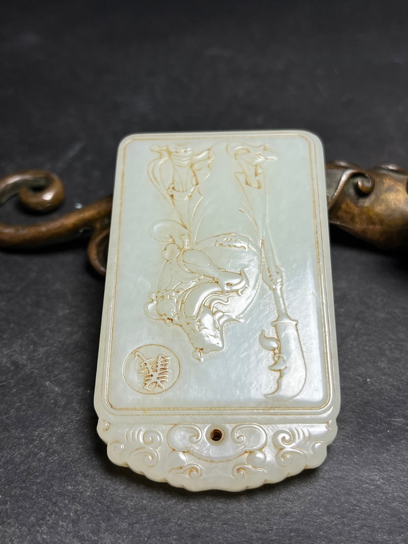Hetian Jade Pendant - Guangong - 3