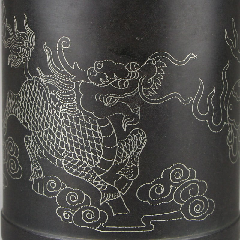 Bronze Inlay Silver Wire Brush Pot Kylin - 2