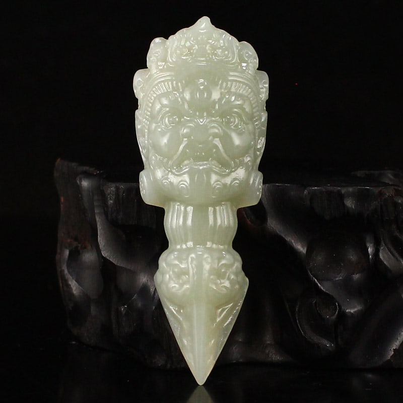 Hetian Jade Pestle Xiangmo Pendant: Title: Hetian Jade Pestle Xiangmo Pendant Origin: Chinese Date/Period: After2020 Materials: Hetian Jade Dimensions: 58x22x14(mm) 2.28x0.87x0.55(inches) Weight 0.03 lbs/15.67g Reserve: $60.00 
