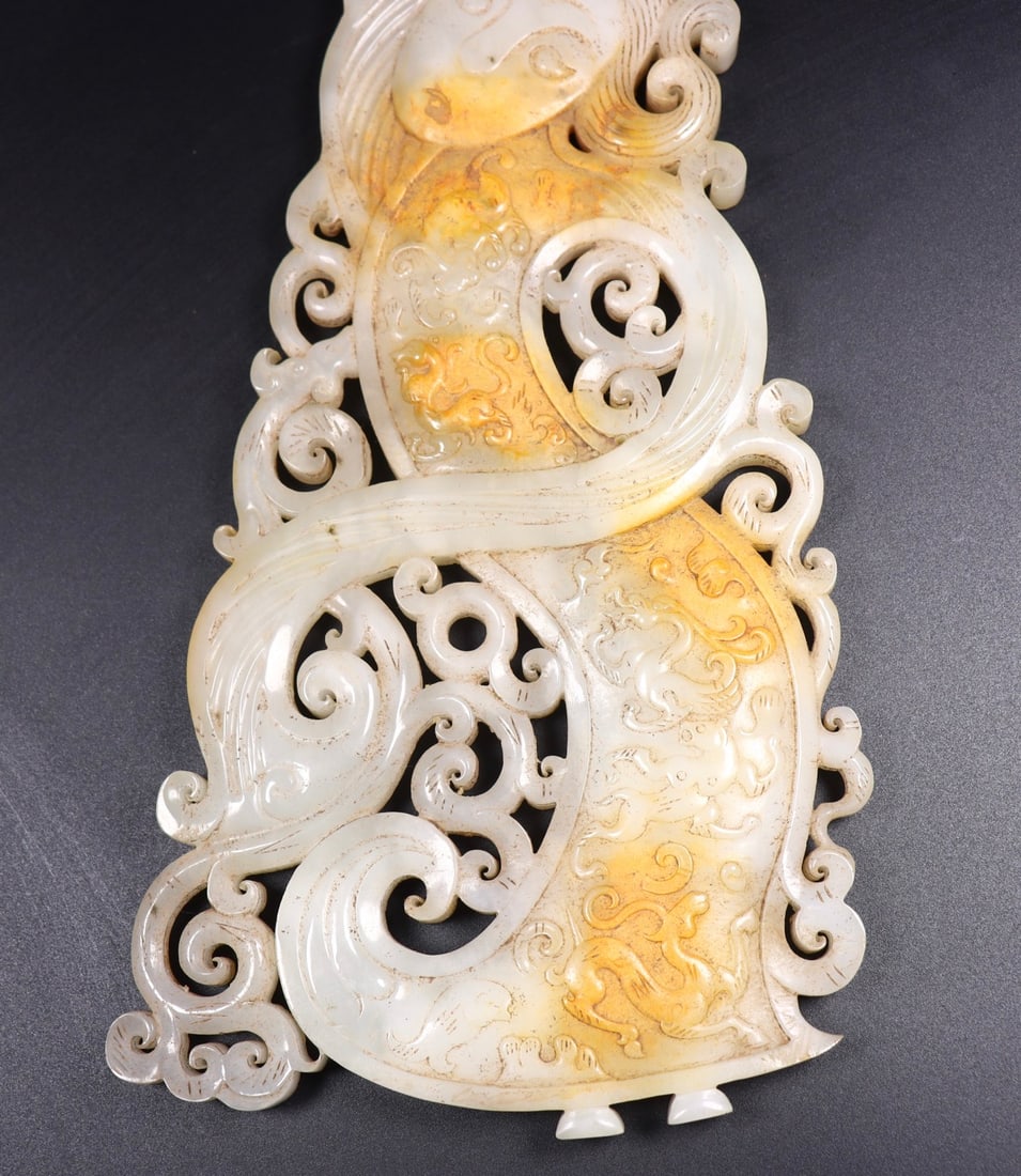 A Pair Hetian Jade Bi Statue Figure - 2