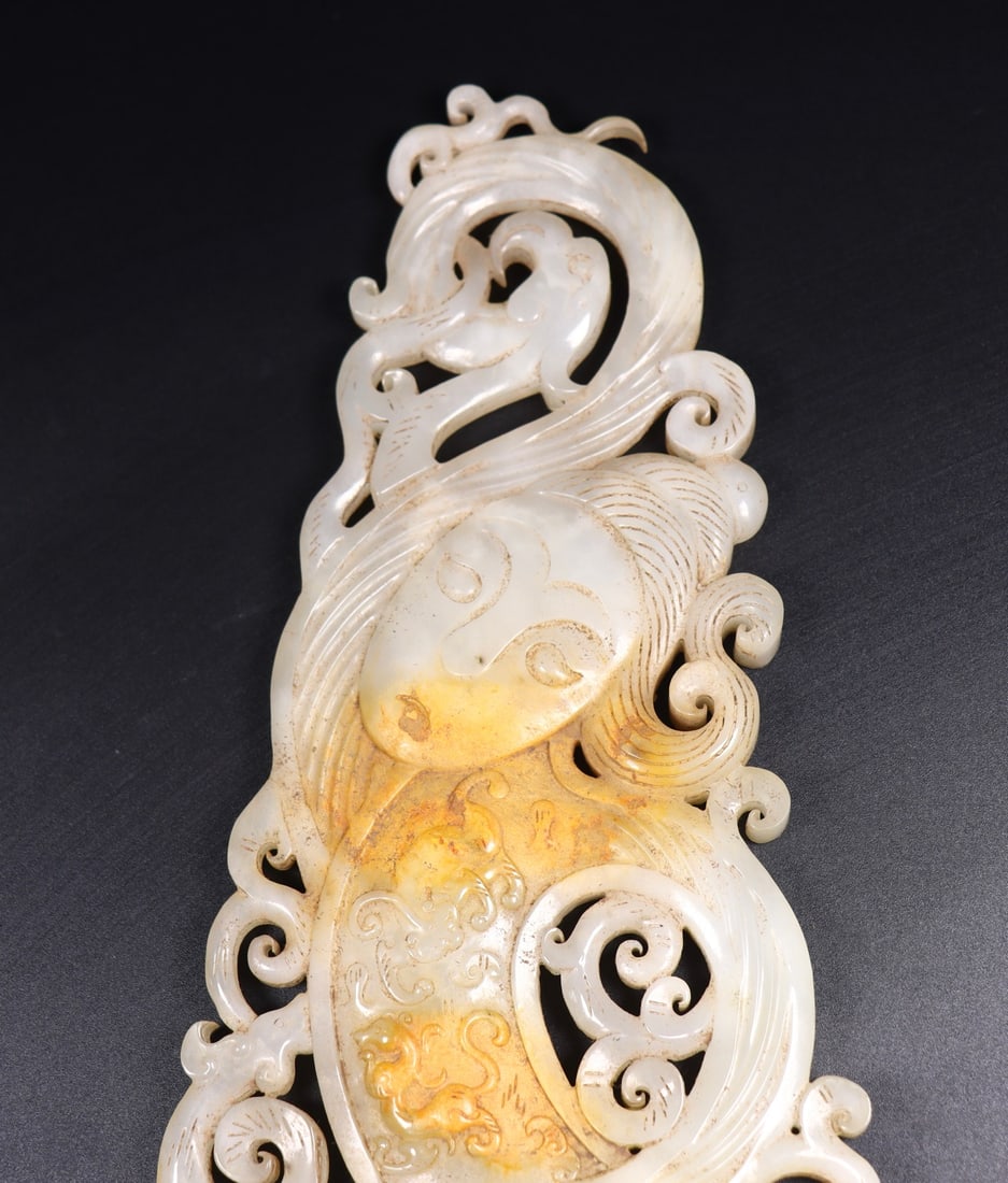 A Pair Hetian Jade Bi Statue Figure - 3