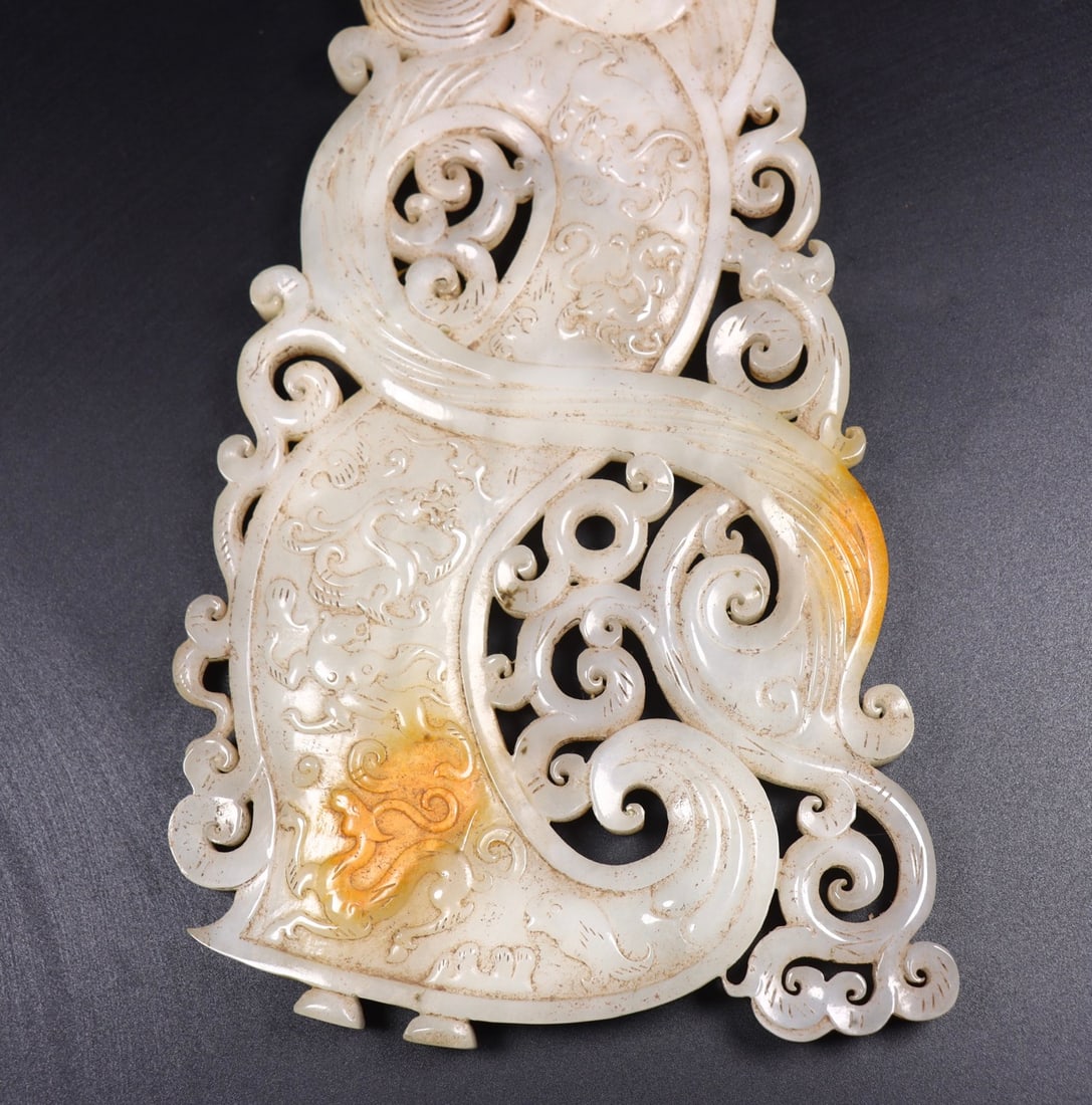 A Pair Hetian Jade Bi Statue Figure - 8