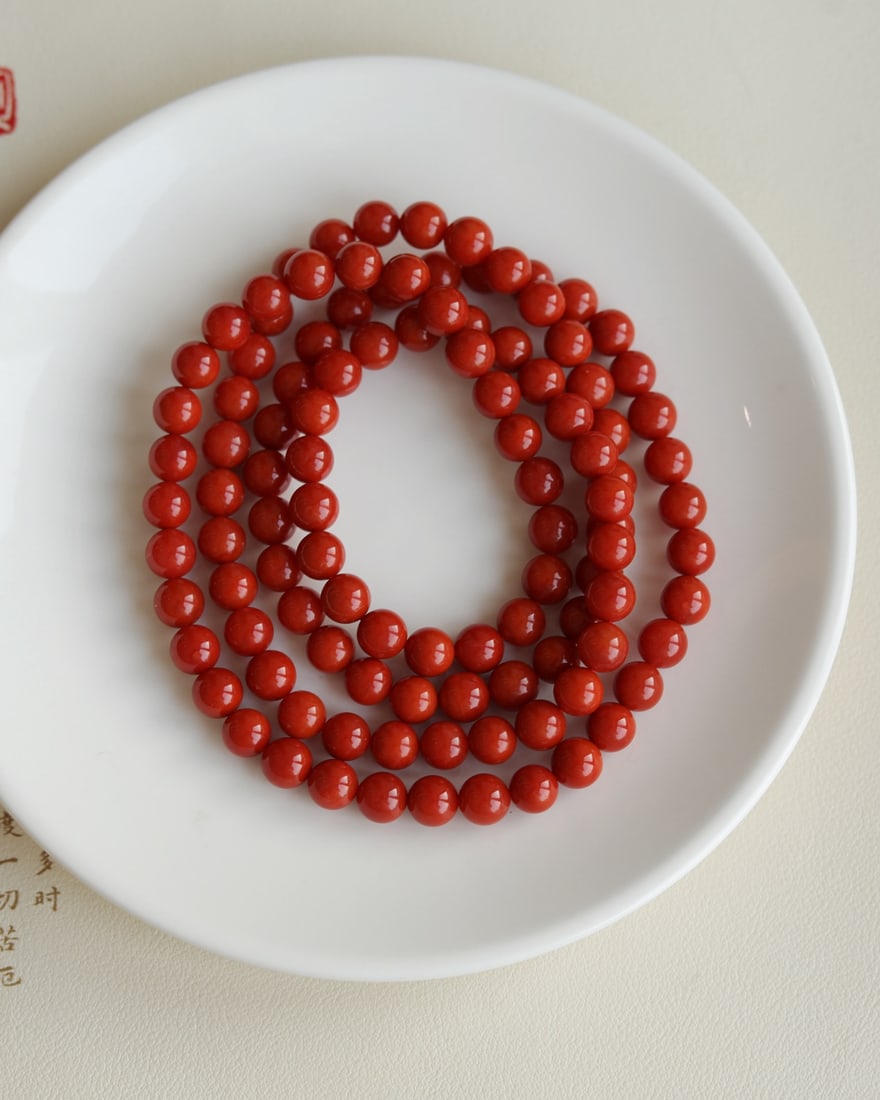 8.5mm Nanhong Agate Beads Hand Chain Necklace: Title: 8.5mm Nanhong Agate Beads Hand Chain Necklace Origin: Chinese Date/Period: After2025 Materials: Nanhong Agate Dimensions: 8.5(mm) 0.33(inches) Reserve: $999.00 Shipping: Domestic: Shipping rat