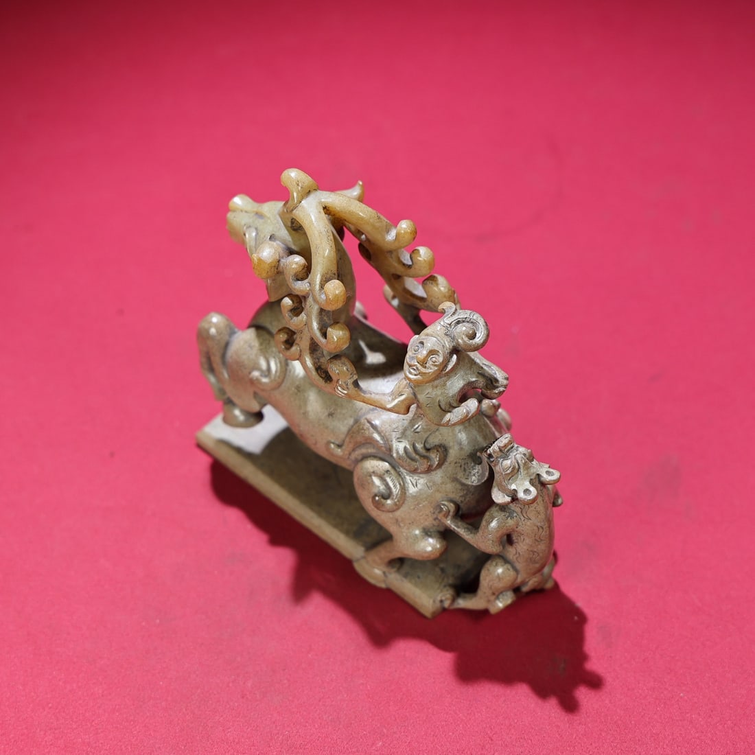 Hetian Jade Hand-Carved Deer,Figure Statue Old - 6