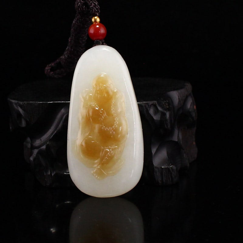Hetian Jade Laughing Buddha Pendant (1 of 8)