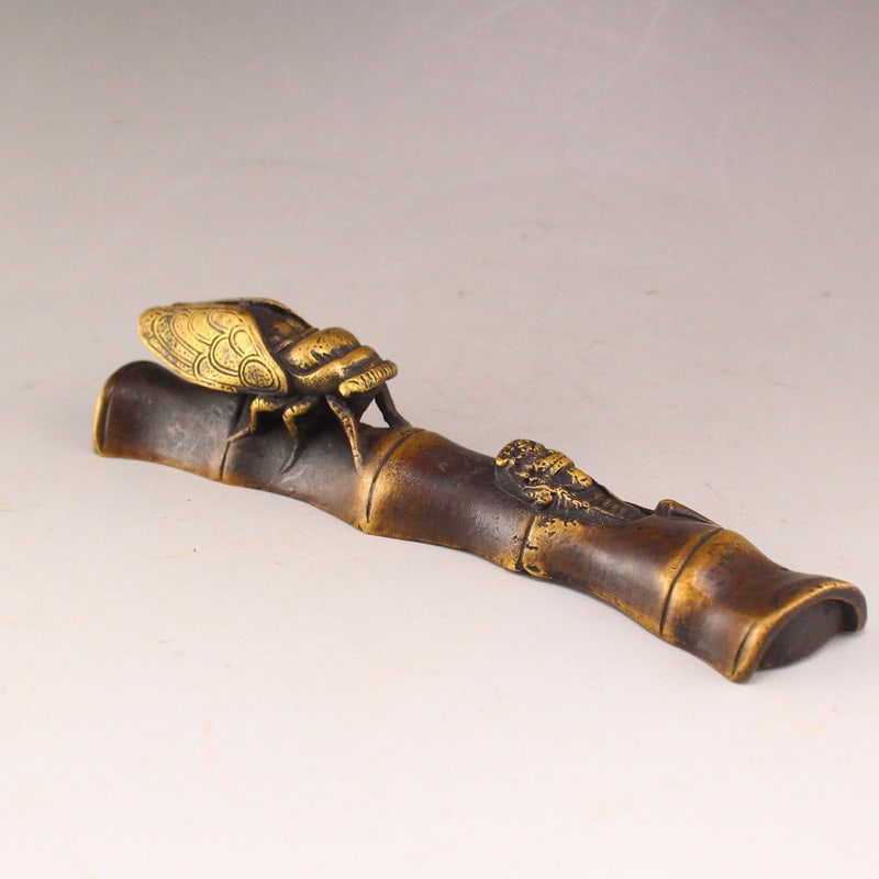 Brass Paperweight Statue - Cicada - 4